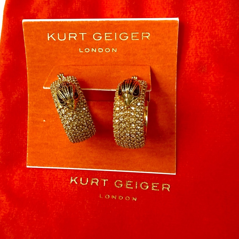 Kurt Geiger Gold Crystal Embellished Earrings